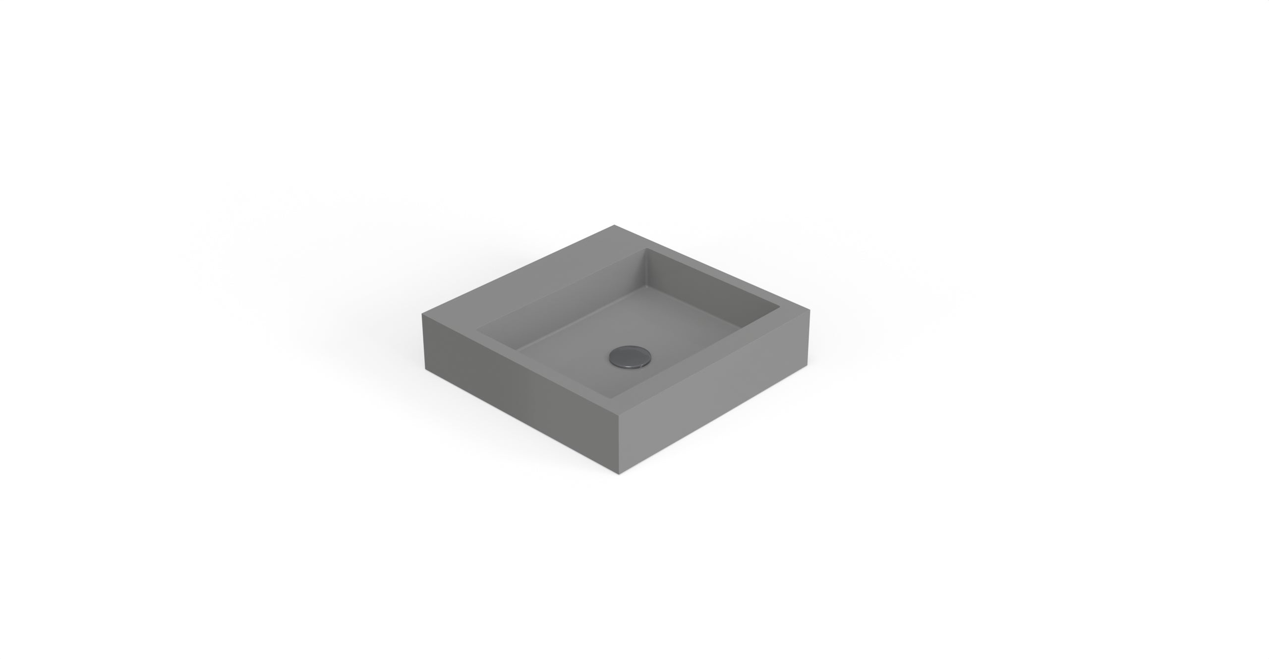 Badeloft WT-06-S glossy gray wall-mounted sink, angled product view on white background