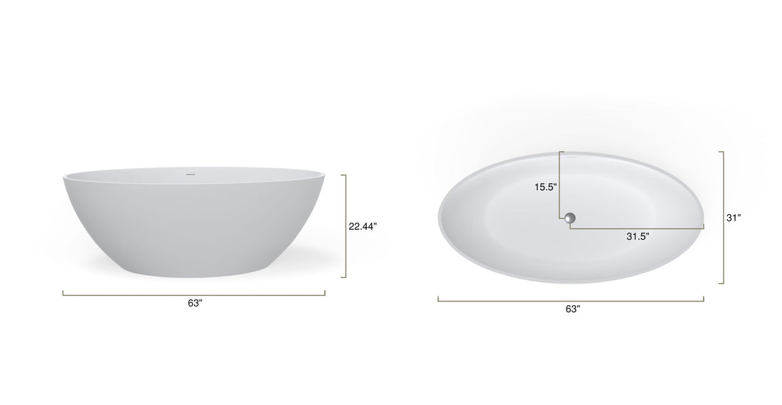 Freestanding Bathtub BW-05-L dimensional drawing