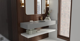 Badeloft WT-02-C glossy gray wall-mounted sink, wall-mounted bathroom view 2