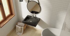 Badeloft WT-06-M glossy black wall-mounted sink, wall-mounted bathroom view 1