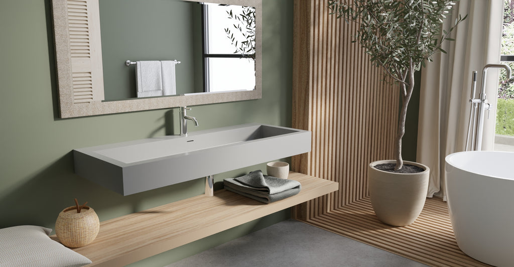Badeloft WT-06-XXL glossy gray wall-mounted sink, wall-mounted bathroom view 2