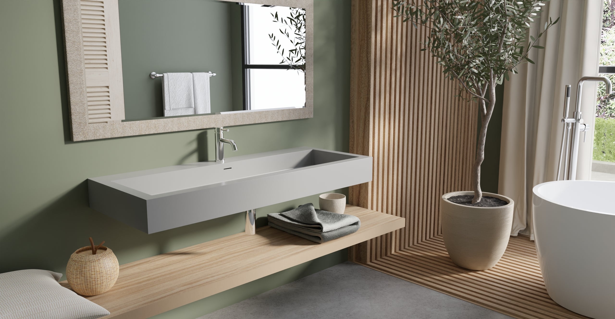 Badeloft WT-06-XXL glossy gray wall-mounted sink, wall-mounted bathroom view 2