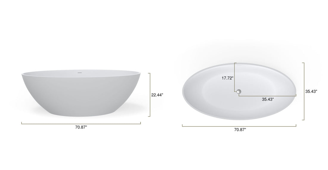Freestanding Bathtub BW-05-XL dimensional drawing