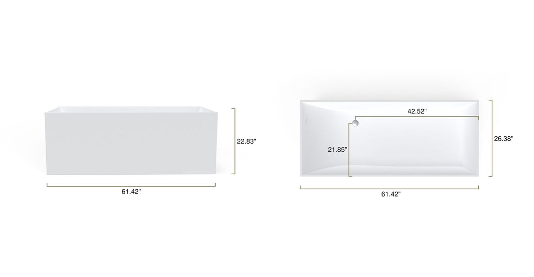 Freestanding Bathtub BW-06-L dimensional drawing
