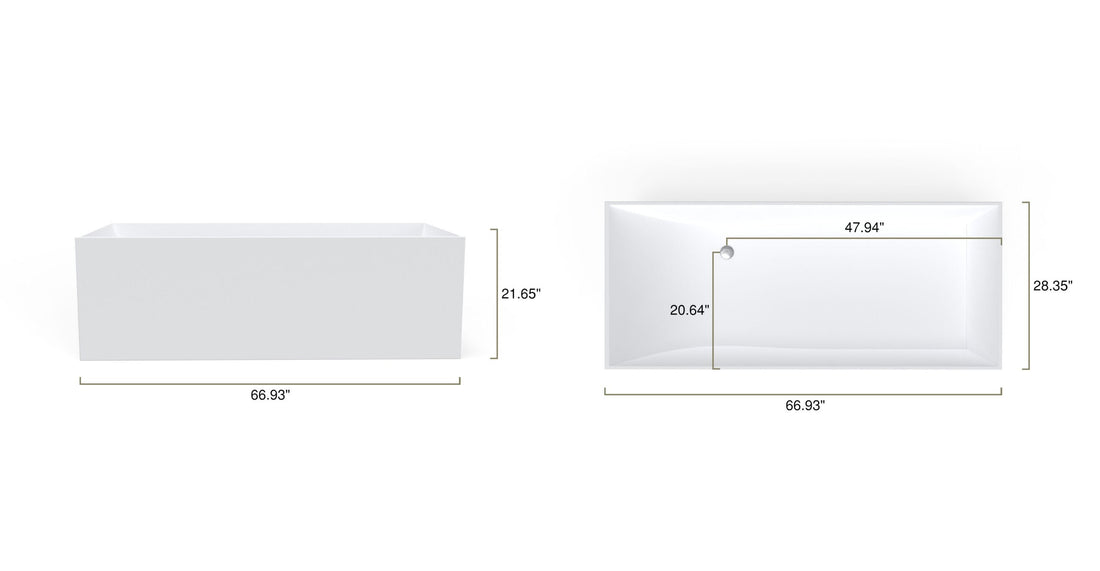 Freestanding Bathtub BW-06-XL-GRY dimensional drawing