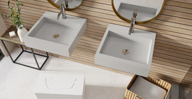 Badeloft WT-06-S glossy gray wall-mounted sink, bathroom lifestyle view 4