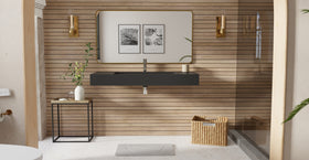 Badeloft WT-03 glossy black wall-mounted sink, bathroom lifestyle view 5