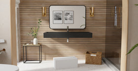 Badeloft WT-06-XXL glossy black wall-mounted sink, bathroom lifestyle view 5