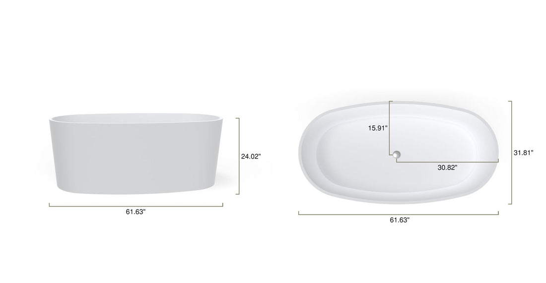 Freestanding Bathtub BW-08-GRY dimensional drawing