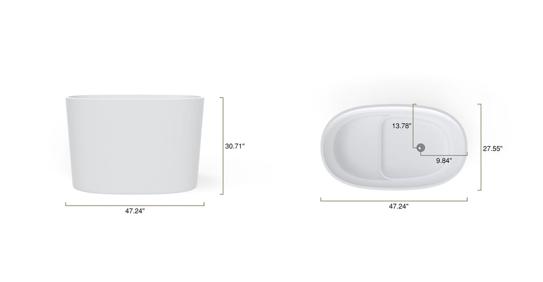 Freestanding Bathtub BW-08-S-BLK dimensional drawing