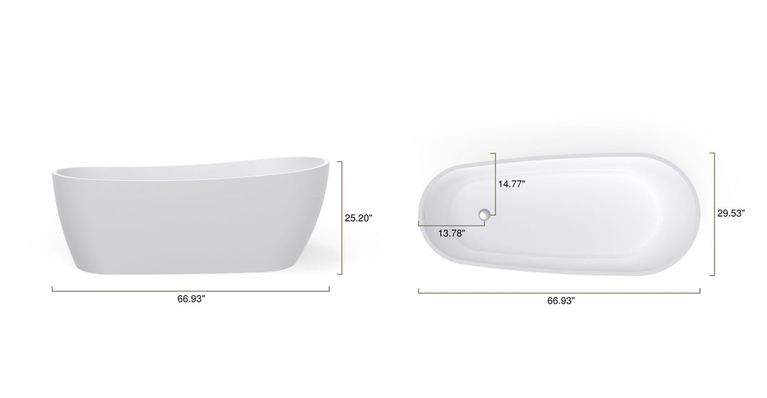 Freestanding Bathtub BW-09-BLK dimensional drawing