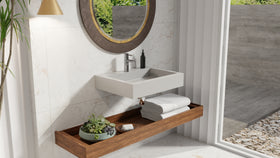 Badeloft WT-06-M glossy gray wall-mounted sink, bathroom lifestyle view 8