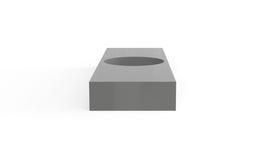 Badeloft WT-02-C glossy gray wall-mounted sink, side product view on white background