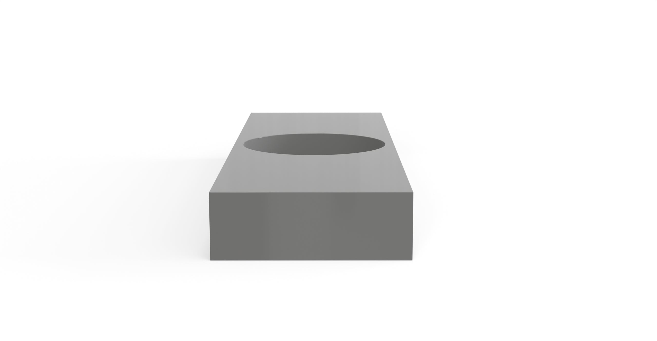 Badeloft WT-02-C glossy gray wall-mounted sink, side product view on white background