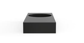 Badeloft WT-02-B glossy black wall-mounted sink, side product view on white background