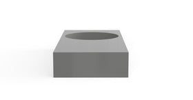 Badeloft WT-02-B glossy gray wall-mounted sink, side product view on white background