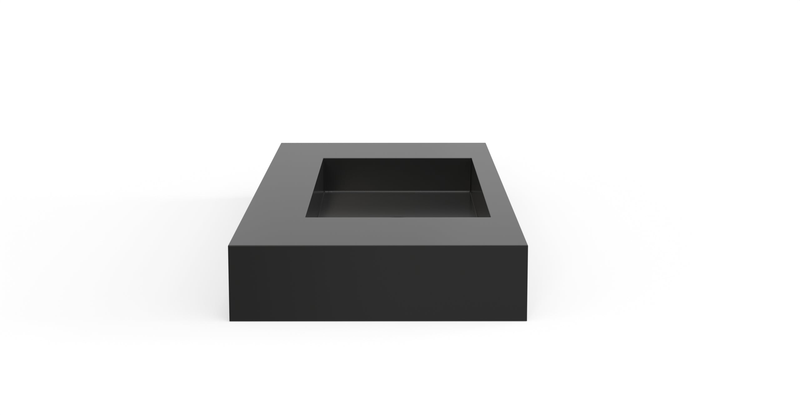 Badeloft WT-03 glossy black wall-mounted sink, side product view on white background
