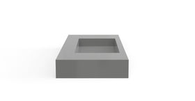 Badeloft WT-03 glossy gray wall-mounted sink, side product view on white background