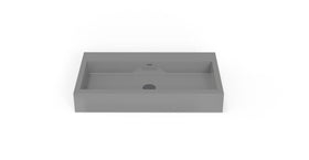 Badeloft WT-06-L glossy gray wall-mounted sink, side product view on white background