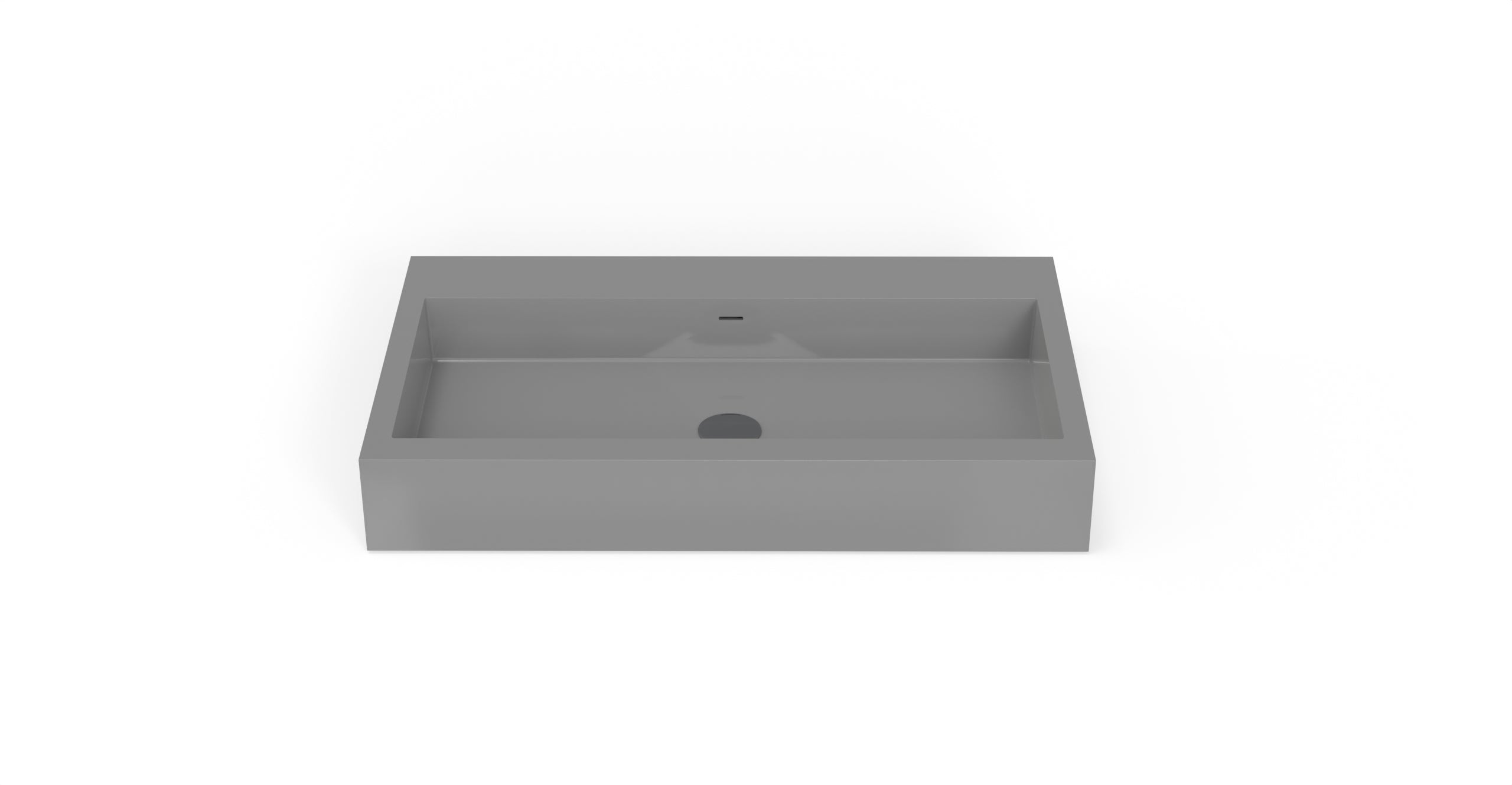 Badeloft WT-06-L glossy gray wall-mounted sink, side product view on white background