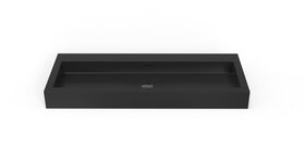 Badeloft WT-06-XXL glossy black wall-mounted sink, front product view on white background