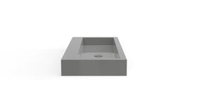 Badeloft WT-06-XXL glossy gray wall-mounted sink, side product view on white background