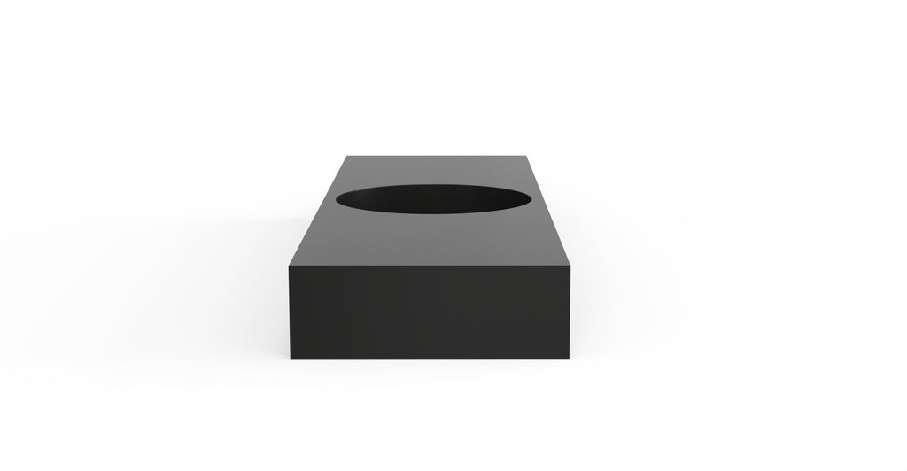 Badeloft WT-02-C glossy black wall-mounted sink, side product view on white background