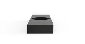 Badeloft WT-02-C glossy black wall-mounted sink, side product view on white background