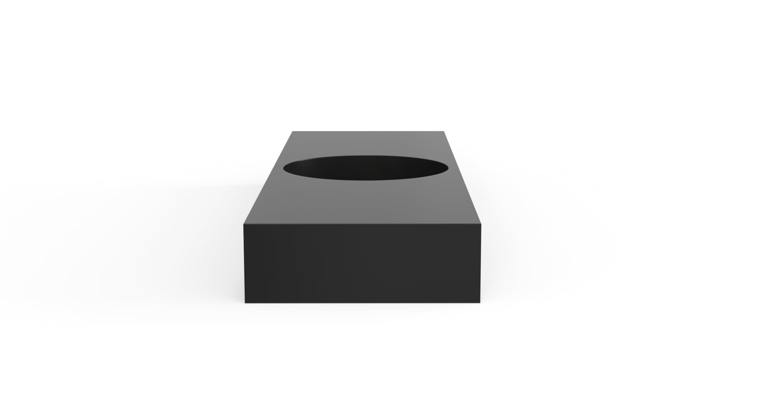 Badeloft WT-02-C glossy black wall-mounted sink, side product view on white background