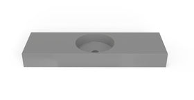 Badeloft WT-02-C glossy gray wall-mounted sink, front product view on white background