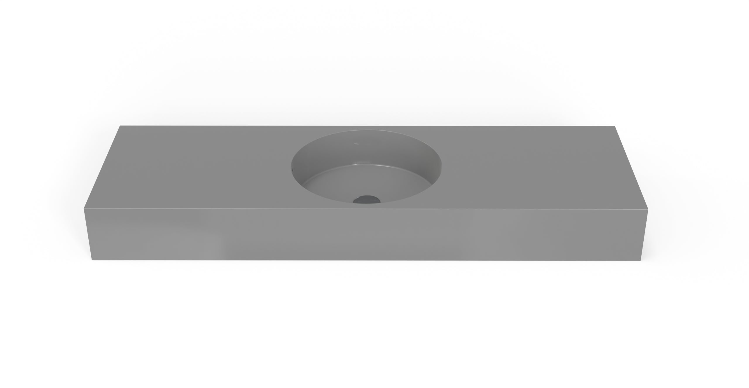 Badeloft WT-02-C glossy gray wall-mounted sink, front product view on white background