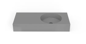 Badeloft WT-02-B glossy gray wall-mounted sink, front product view on white background