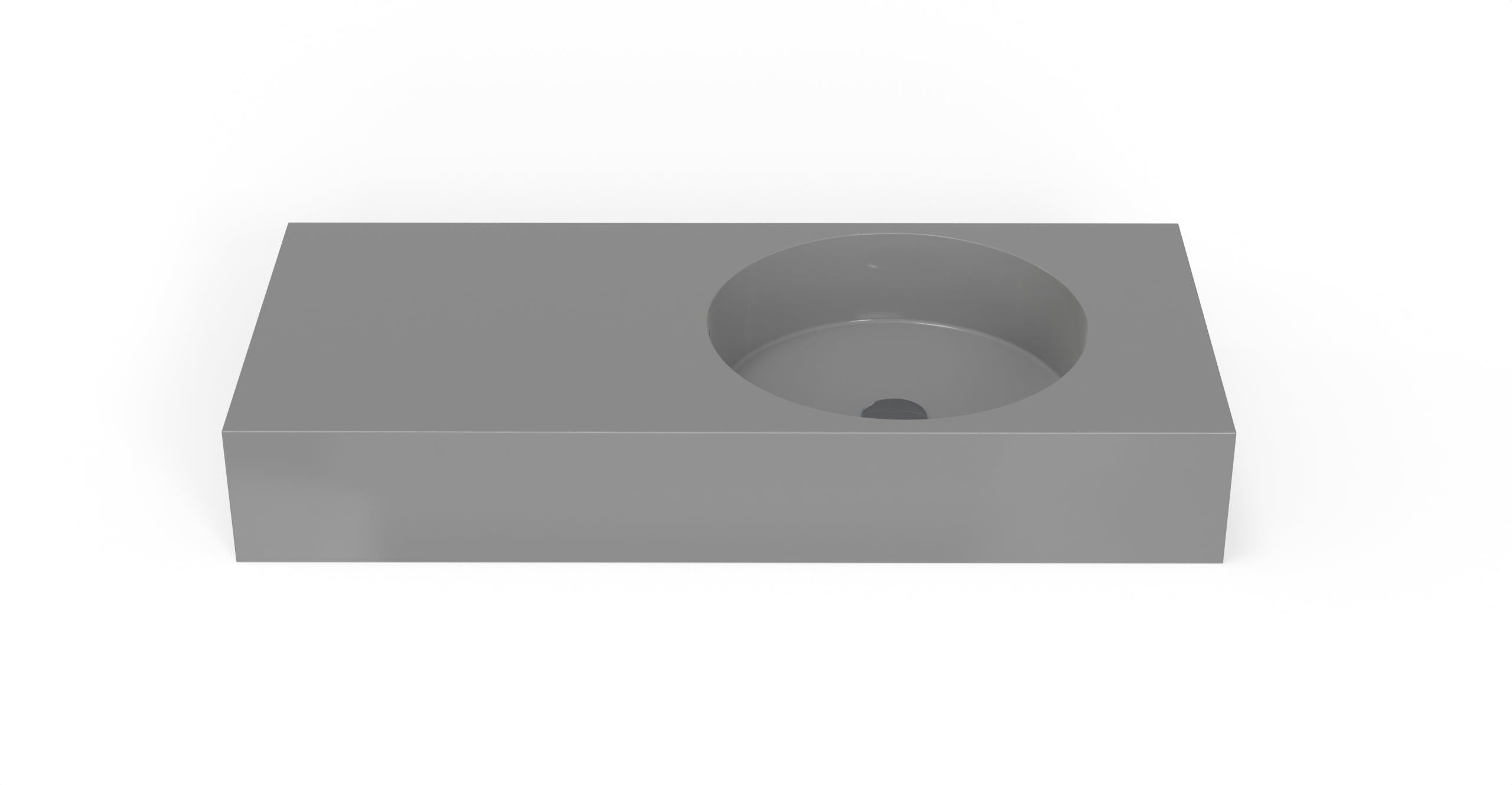 Badeloft WT-02-B glossy gray wall-mounted sink, front product view on white background