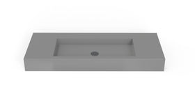 Badeloft WT-03 glossy gray wall-mounted sink, front product view on white background
