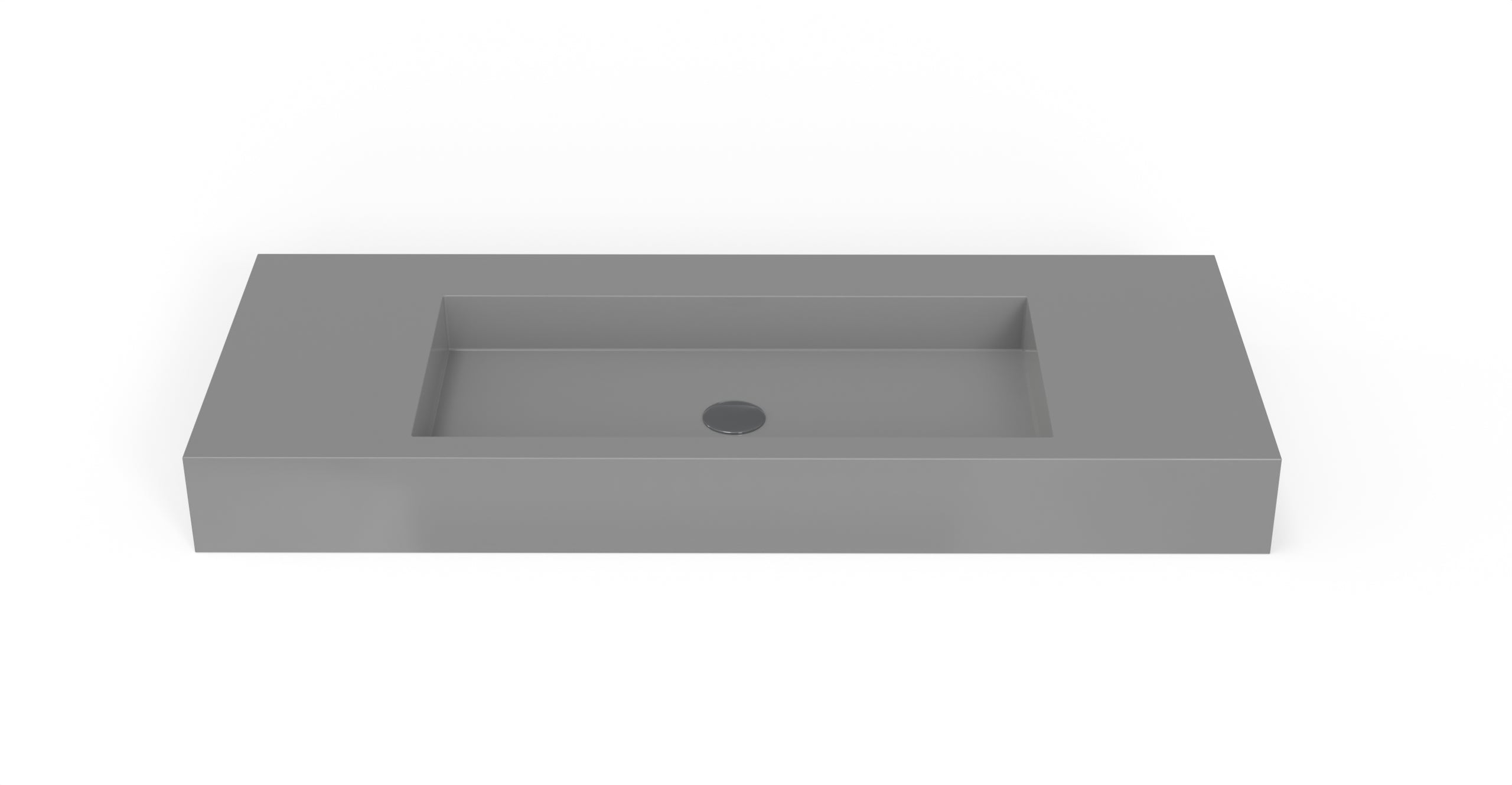 Badeloft WT-03 glossy gray wall-mounted sink, front product view on white background
