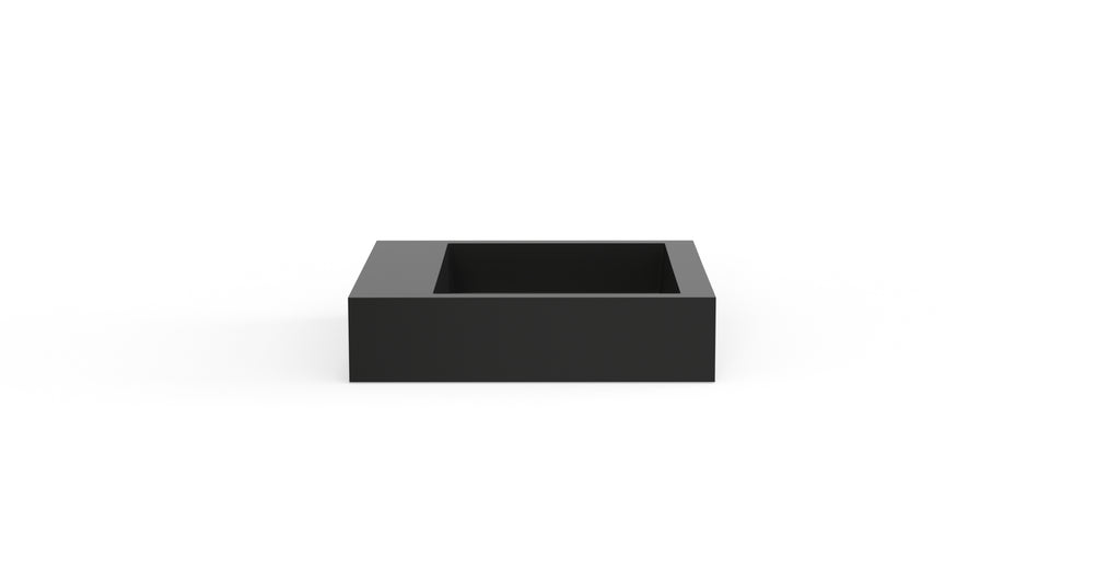 Badeloft WT-06-S glossy black wall-mounted sink, front product view on white background
