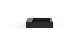 Badeloft WT-06-S glossy black wall-mounted sink, front product view on white background