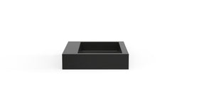 Badeloft WT-06-M glossy black wall-mounted sink, front product view on white background