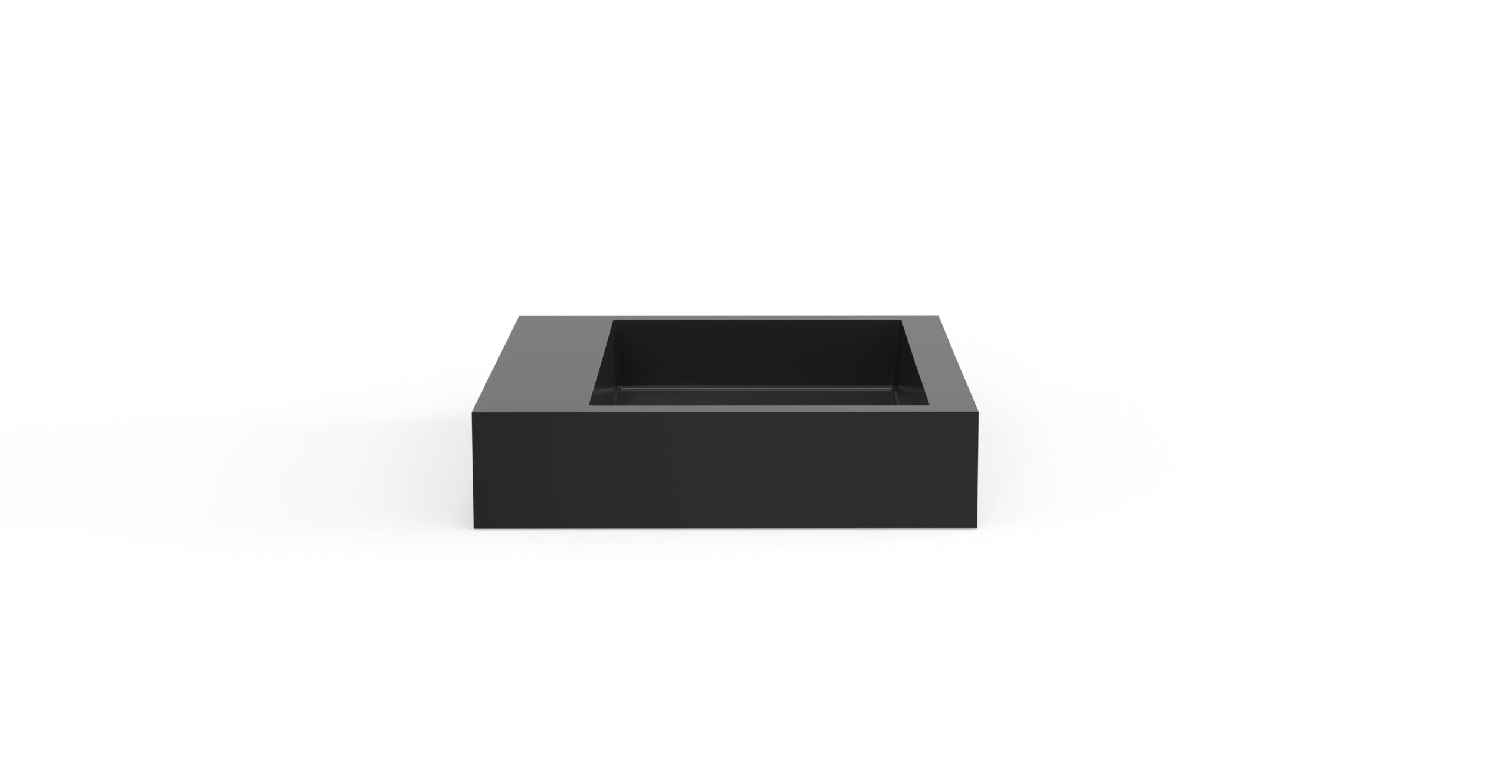 Badeloft WT-06-M glossy black wall-mounted sink, front product view on white background