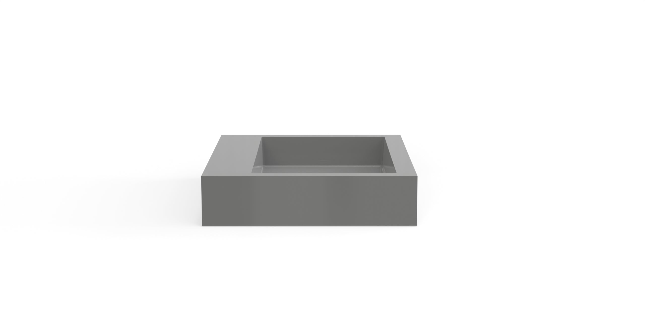 Badeloft WT-06-M glossy gray wall-mounted sink, front product view on white background
