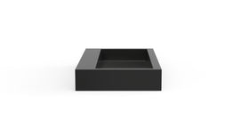 Badeloft WT-06-L glossy black wall-mounted sink, front product view on white background