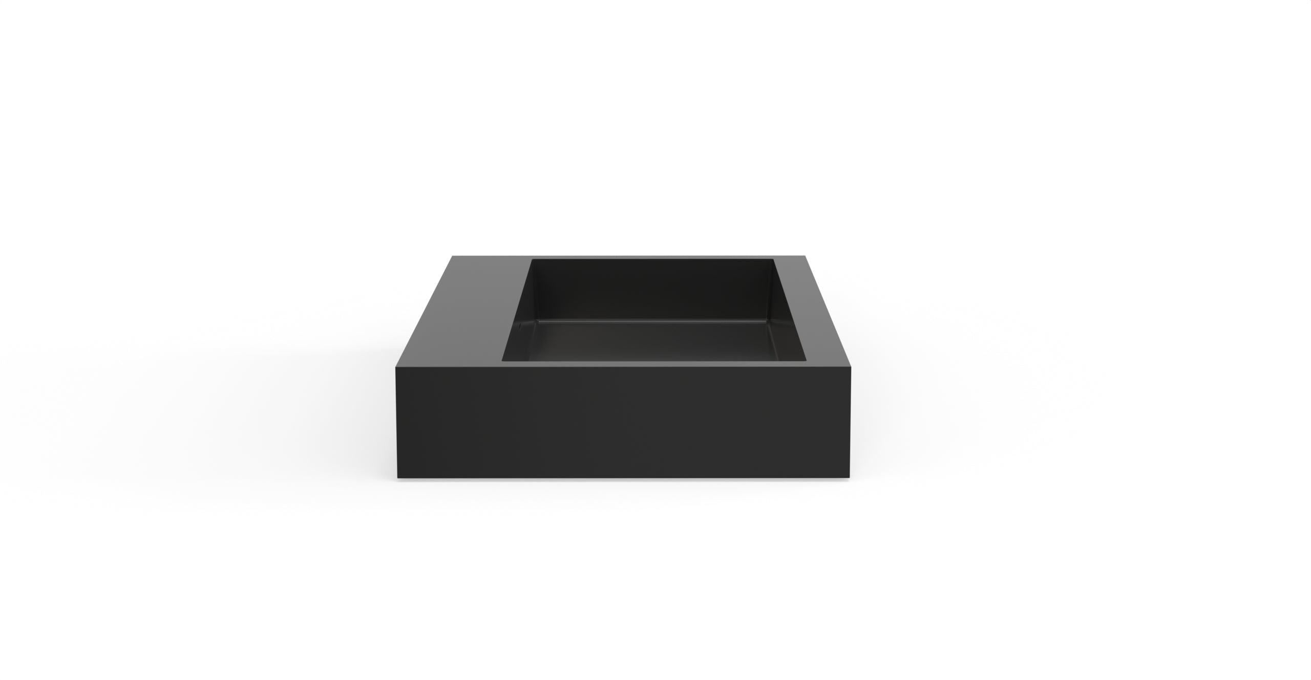 Badeloft WT-06-L glossy black wall-mounted sink, front product view on white background