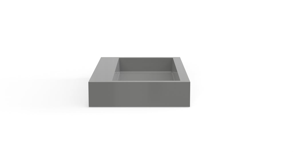 Badeloft WT-06-L glossy gray wall-mounted sink, front product view on white background