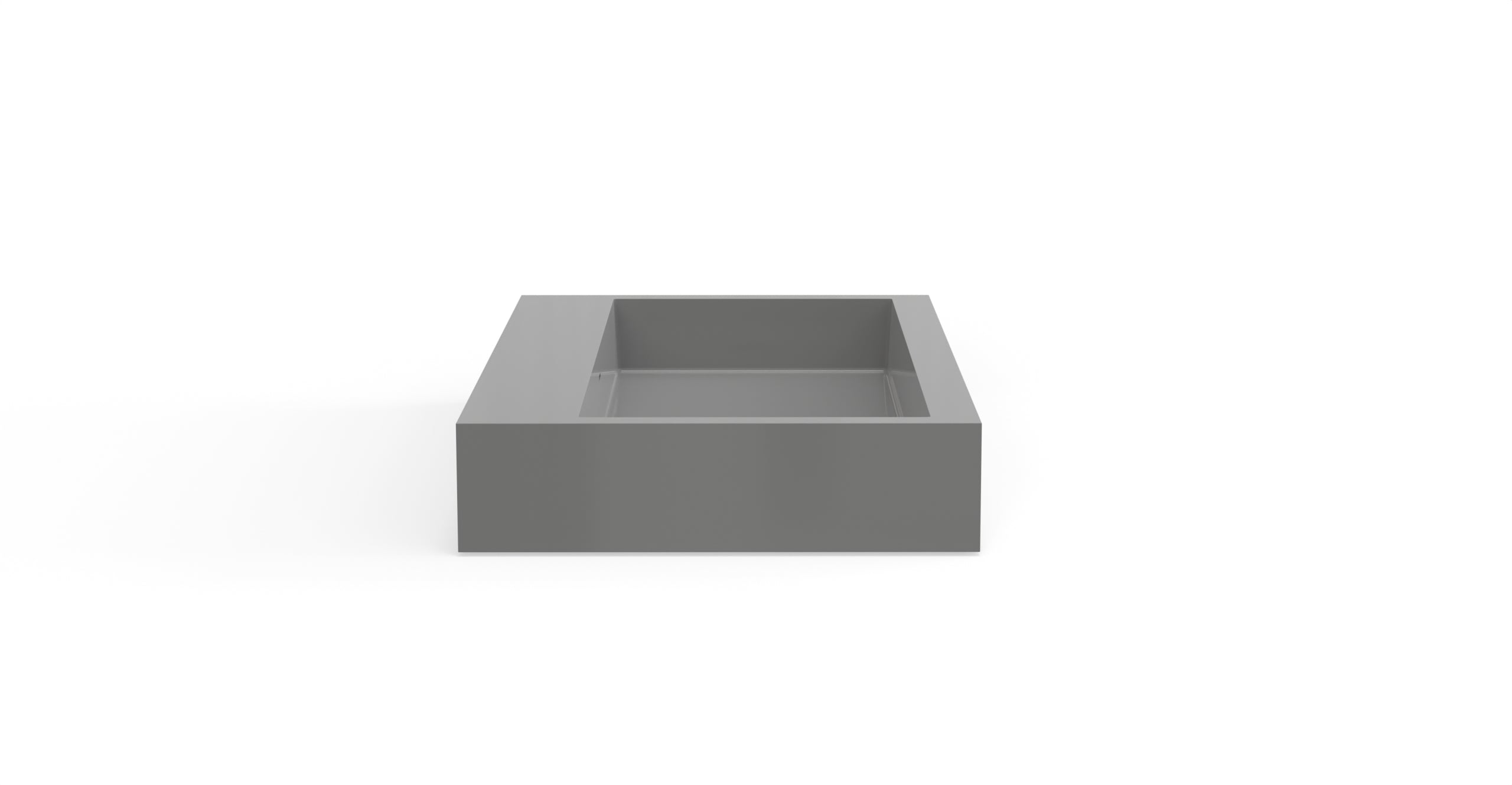Badeloft WT-06-L glossy gray wall-mounted sink, front product view on white background