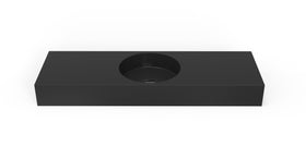Badeloft WT-02-C glossy black wall-mounted sink, front product view on white background