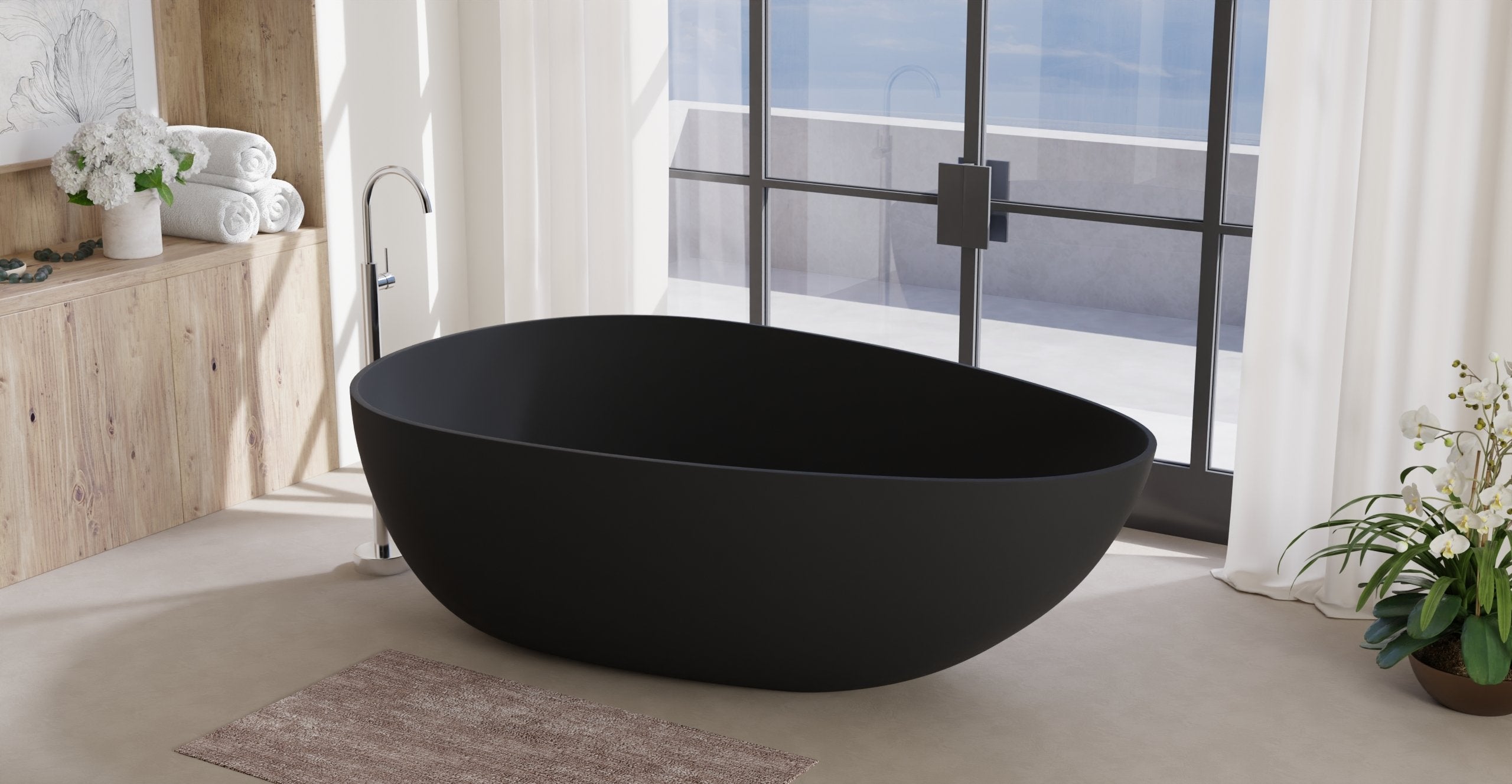 Black l XXL Freestanding Bathtub - Model BW-01-XXL-BLK – Badeloft