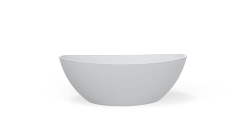 Badeloft BW-03-M freestanding stone resin bathtub in matte white, front view