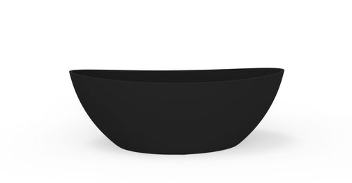Badeloft BW-03-XL freestanding stone resin bathtub in matte black, front view