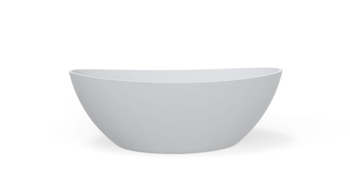 Badeloft BW-03-XL freestanding stone resin bathtub in matte white, front view