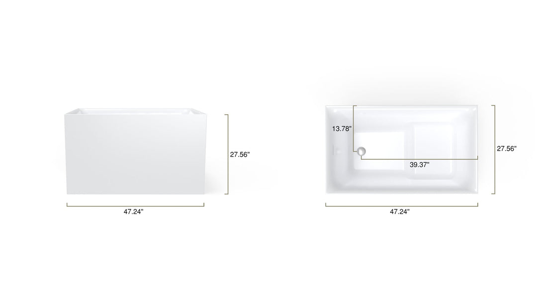 Freestanding Bathtub BW-06-S-BLK dimensional drawing
